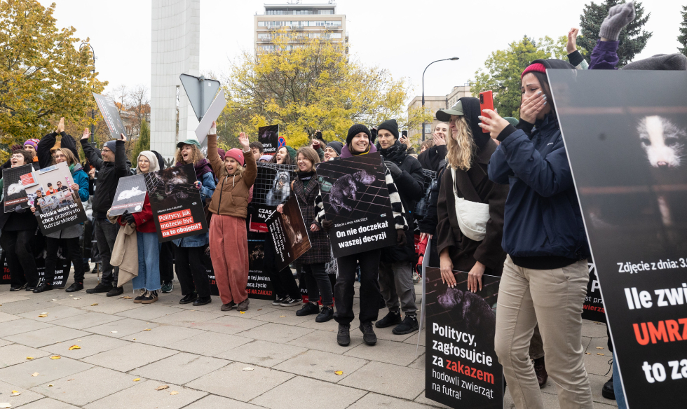 Demonstranter fejrer at Polen bliver pelsfri