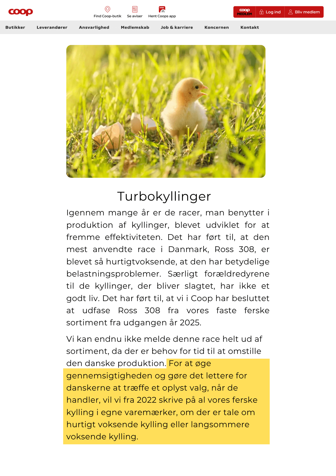 Udsnit fra Coops hjemmeside