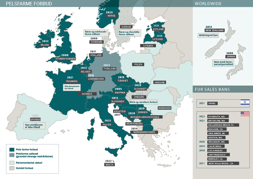 Kort over pelsforbud i verden